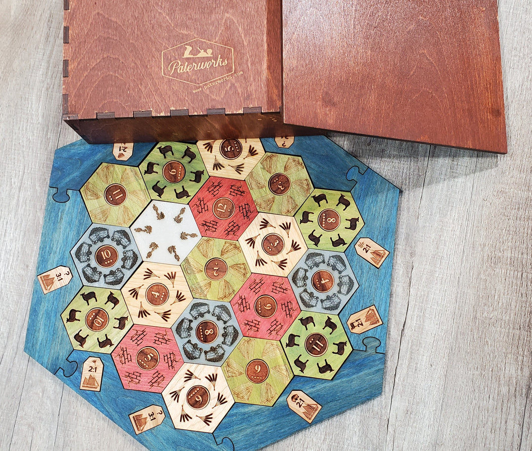 Custom Heirloom Catan-style Hardwood Game Board